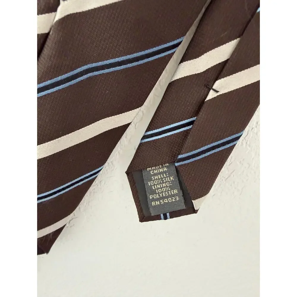 Banana Republic Brown Blue Striped Tie 100% Silk